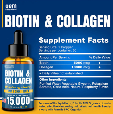 Flüssiges Biotin-mündlichkollagen Soems für Haar-Wachstums-und Haut-Gesundheits-Tropfen flüssiges Kollagen und Biotin
