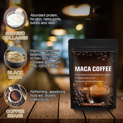 OEM Private Label 50g Bio-Maca-Wurzelextrakt-Pulver Energie-Maca-Kaffee für Männer
