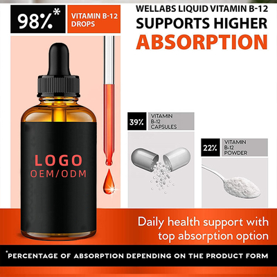 Organisches Sublingual flüssiges Vitamin B12 lässt strengen Vegetarier B12 flüssiger Methylcobalamin Max Absorption Energy Boost Vitamin B12 Dro fallen