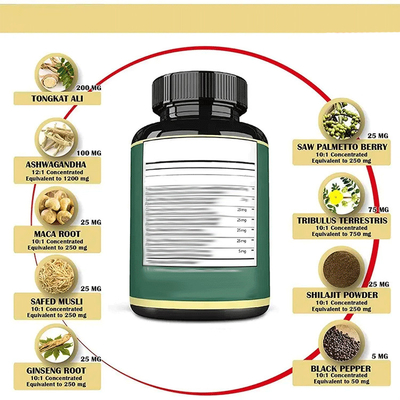60pcs Maca-Kapseln Extra-Stätigkeit Gesundheit Essen Extrakt Männer-Test-Booster stärker Kraftvoll